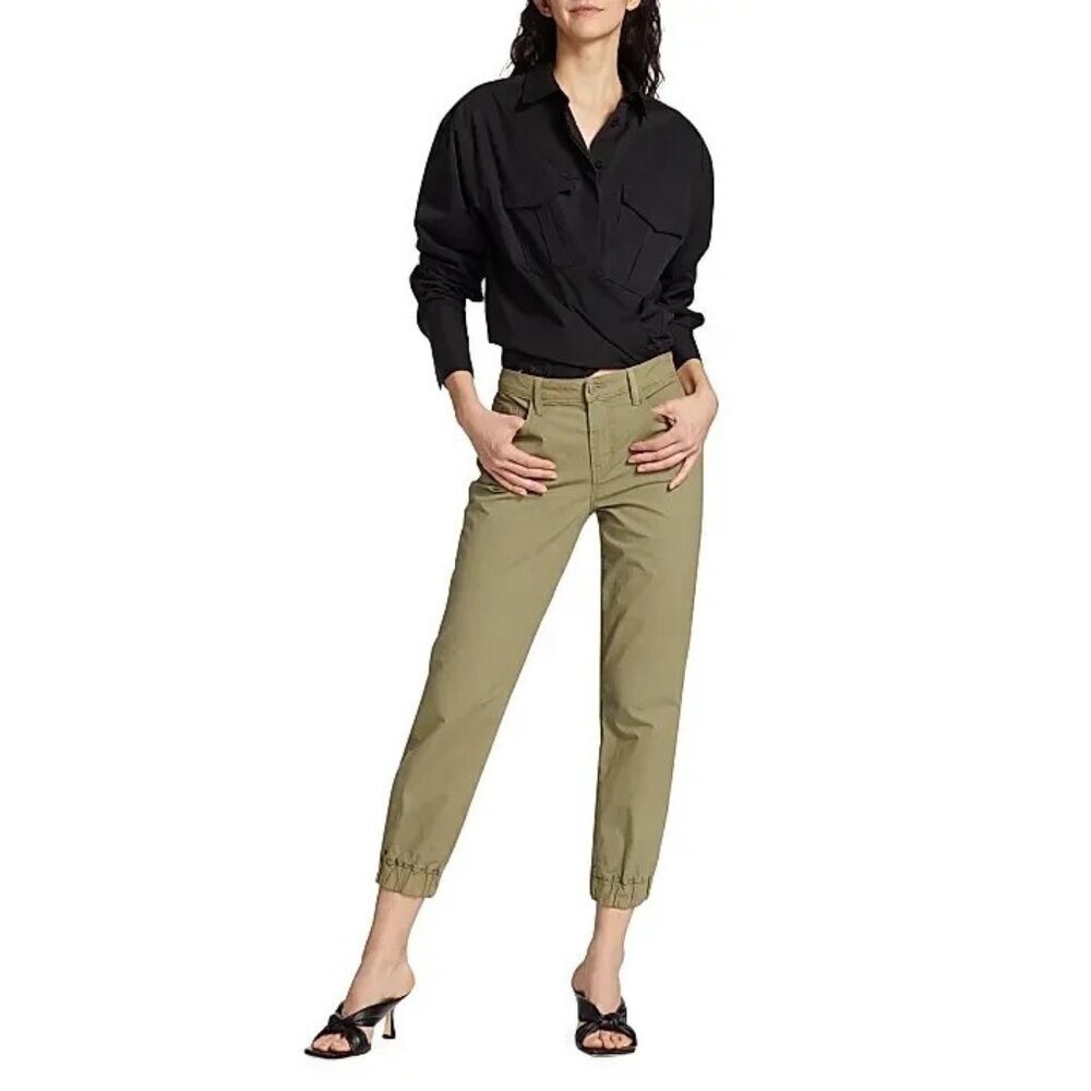 L'Agence Mirabel Pants‎ Cropped Flight Soft Army Zip Button Closure